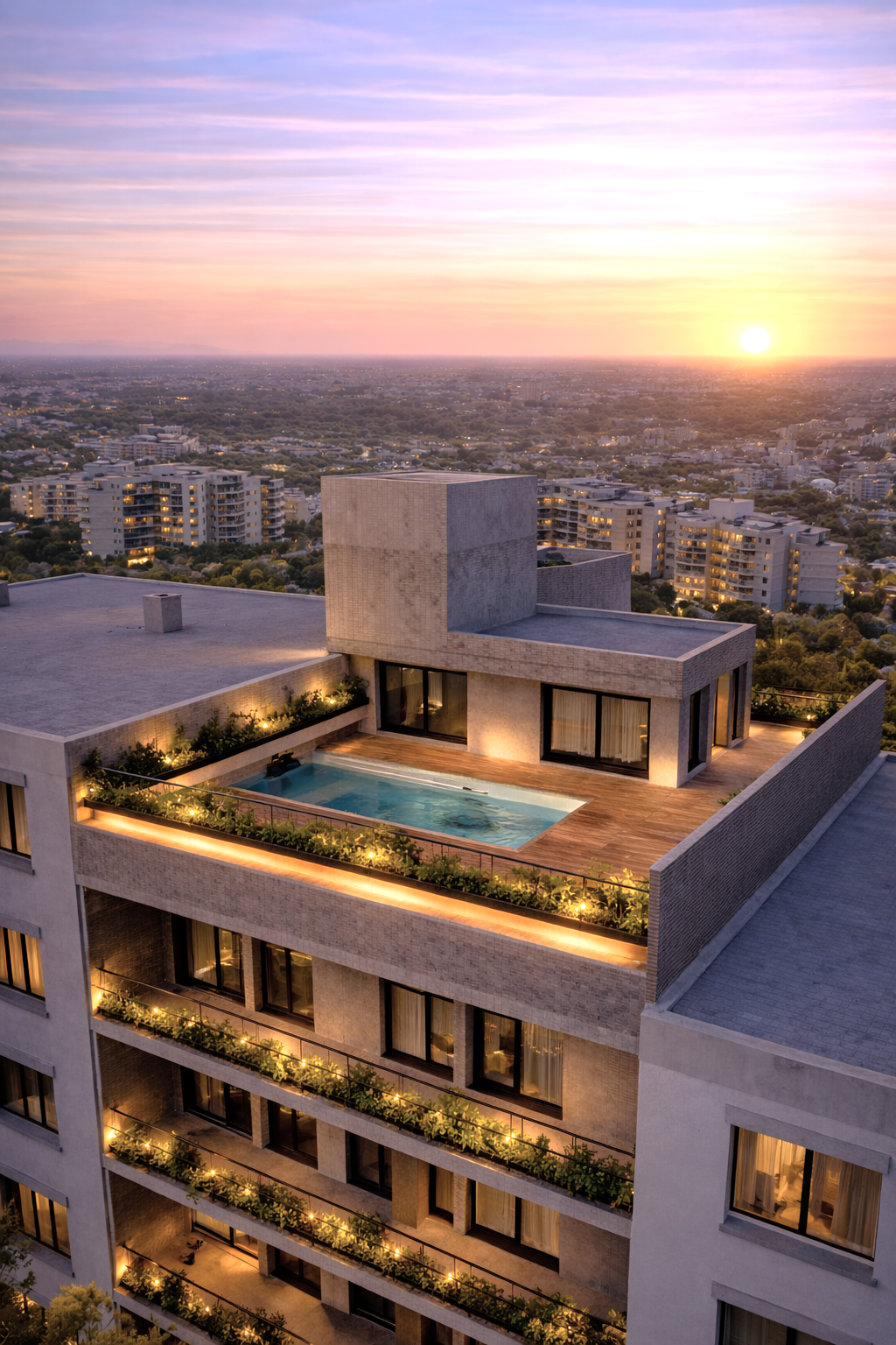 Esquiú 556 — terraza con piscina y vista panorámica