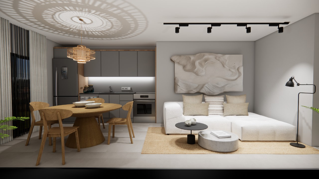 Guarida X — cocina, comedor y estar